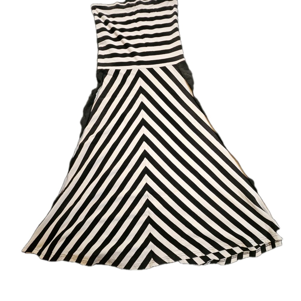 Ocean Club Black/White Striped Dress/MaxiSkirtFit Flare Women Sz S PartyCocktail